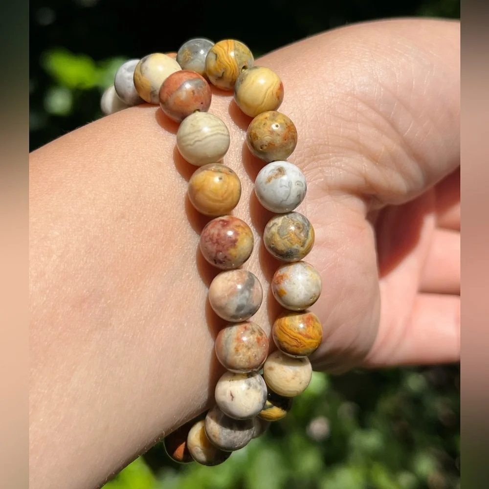8mm stretchable crazy‎ lace agate bracelet
